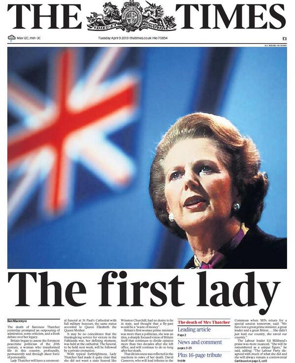 BBCNews's tweet image. Tuesday's Times front page: "The first lady"  - via @suttonnick #TomorrowsPapersToday #BBCPapers
