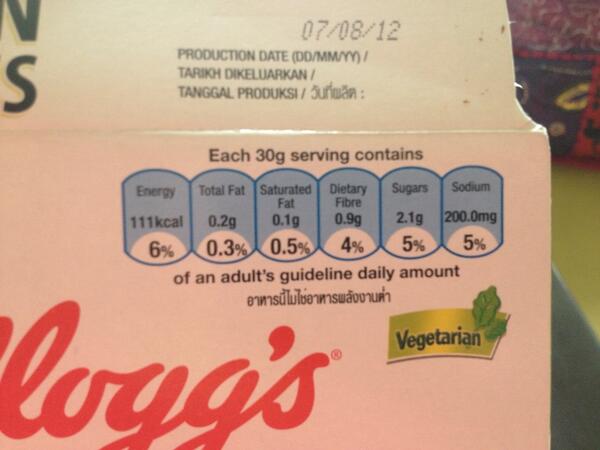giasison's tweet image. Sample food labelling of a cereal box located at the front upper right. #labelitright Cc @LeachonTony