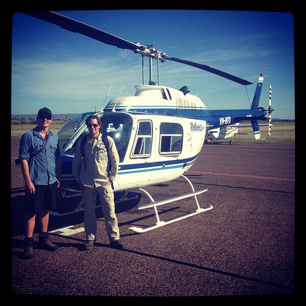 PhotoBJK's tweet photo. Ben and his mate Scotty heading out on their 3 day adventure in the North Kimberley. Thanks to Slingair/Heliwork http://t.co/Ki6STkaonm