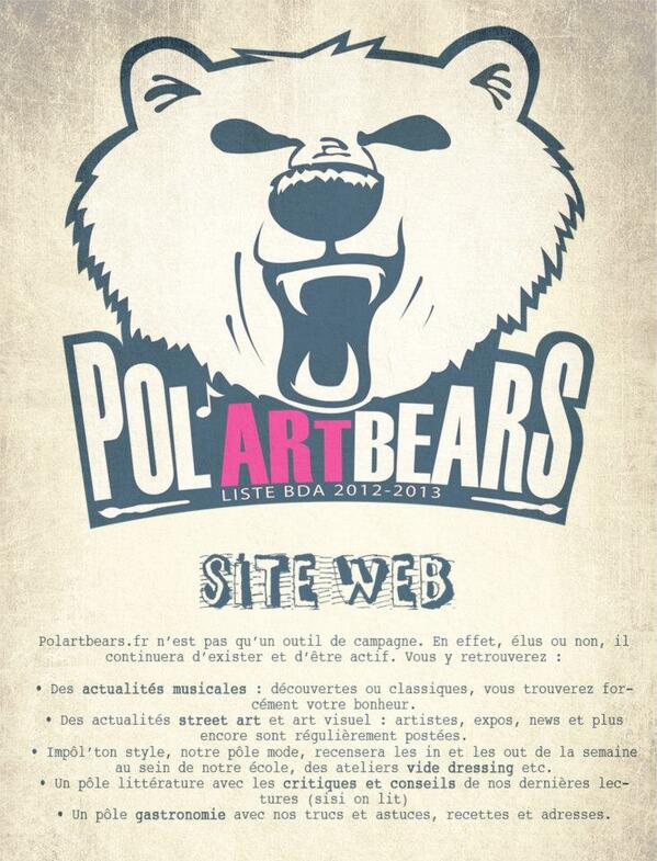 PolartBears's tweet photo. Découvrez le programme des Pol'Art Bears #PolartBears #campagnesBDAIESEG http://t.co/AhRKVTfQPS