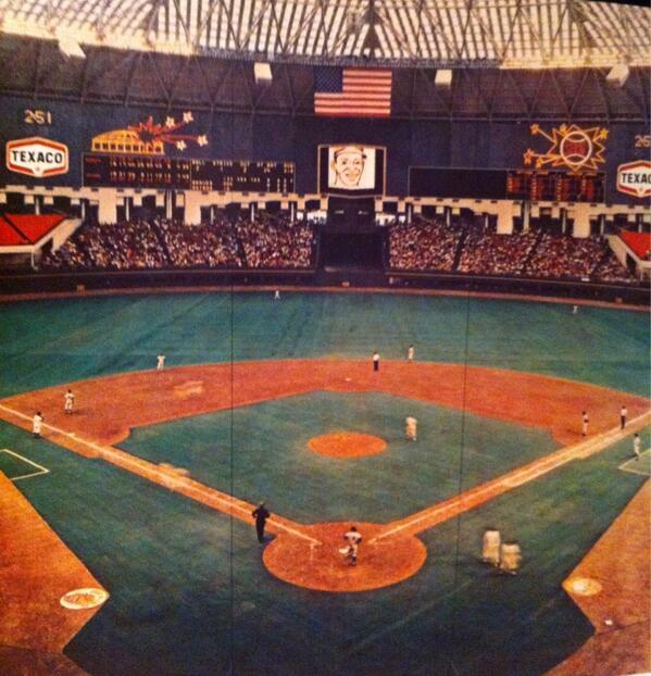 Today in 1965, the Astrodome opens w/ <a href="/Astros/">Houston Astros</a> vs. the Yankees in the 1st indoor baseball game.