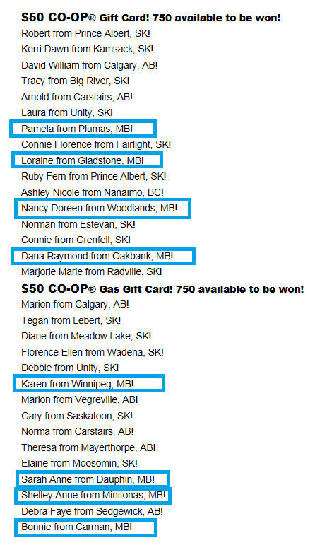 RedRiverCoopLtd's tweet image. Look at all the Manitoba winners for #FuelUpToWin! #ManitobaStrong #CoopsRock