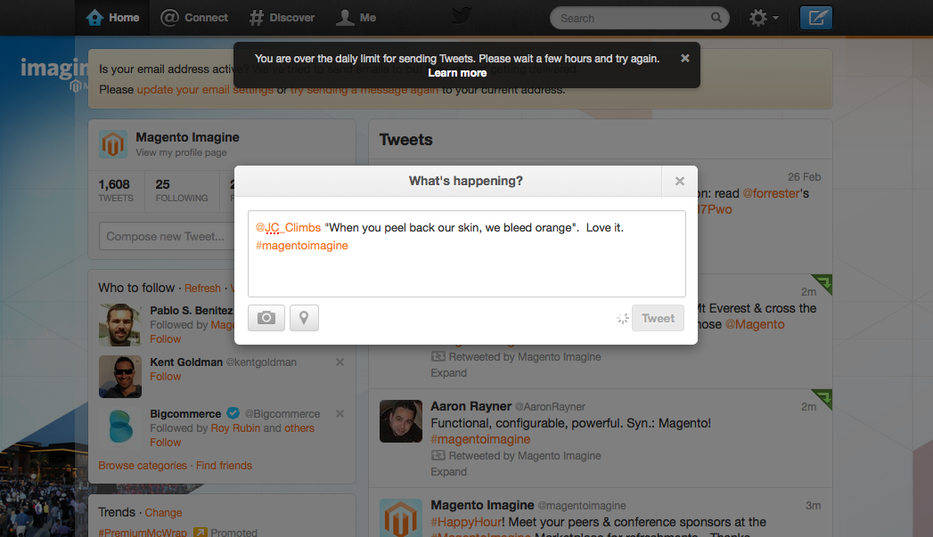 magento: We maxed out the #magentoimagine handle! We\