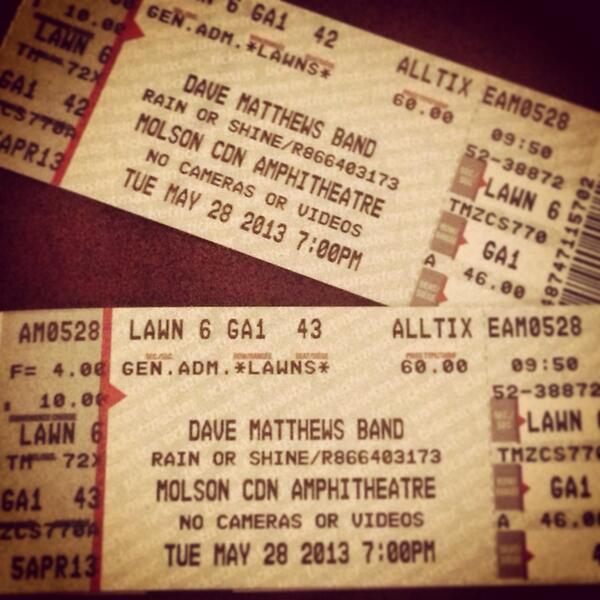 iamsarahelliott's tweet photo. @davematthewsbnd tickets arrived today! Can't wait for summer concerts @molsonamp! http://t.co/UyO2O8rr21