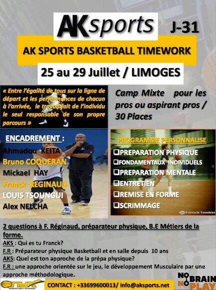 AKSPORTS organise du 25-29 Juillet 2013 à Limoges un Camps mixte pour ls pro ou aspirants pro #Basketball <a href="/aksports1/">AKsports Management</a>