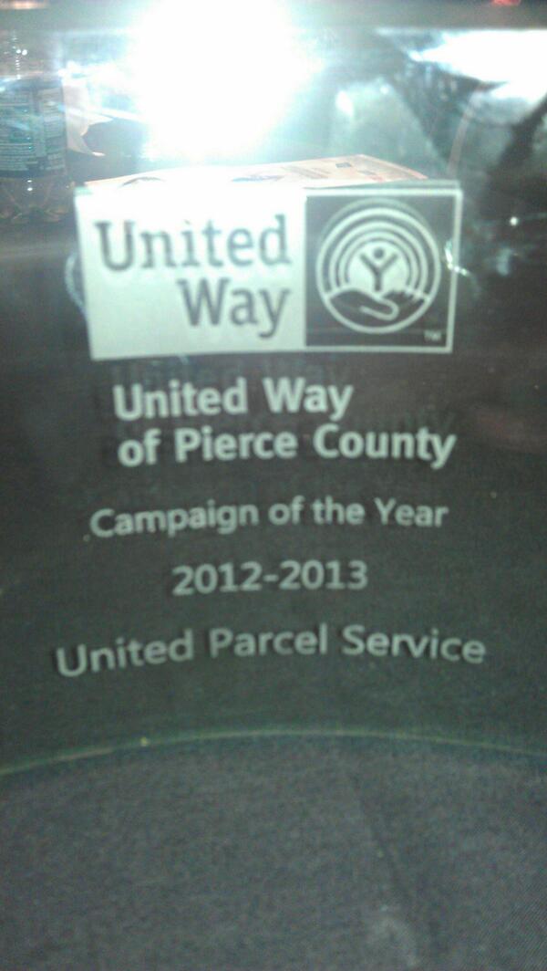 Campaign of the Year to UPS from United Way of Pierce County way to go! <a href="/NorthwestUPSers/">Northwest UPSers</a> <a href="/NancyKoeper/">Nancy Koeper</a>