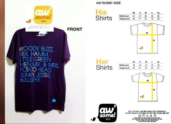 RT <a href="/awsometees/">aw'some! tees</a>: #awsomeSALE Toy Story Tee | Male &amp; Female Size | IDR60K | Limited stock | awsome.sale@yahoo.com