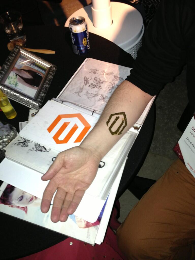 simon180: RT @martingoode: First #magentoimagine tattoo handed out at the party to @simon180 come get yours! http://t.co/71mXAagP2N
