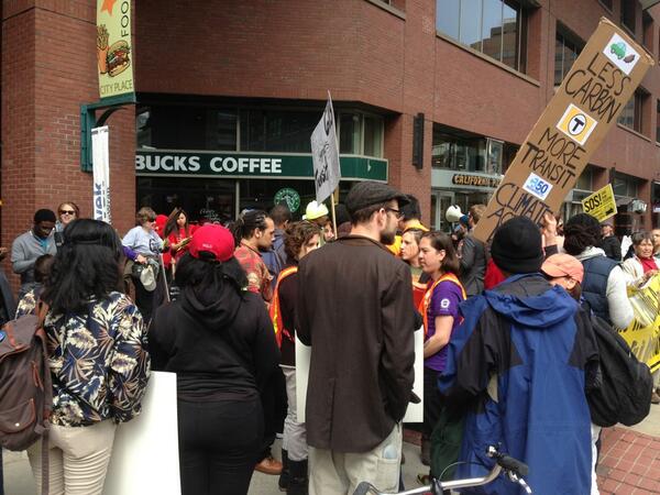 adptweets's tweet image. ADP Leaders outside MA Transportation Building #PublicTransitPublicGood
#SaveOurSystem