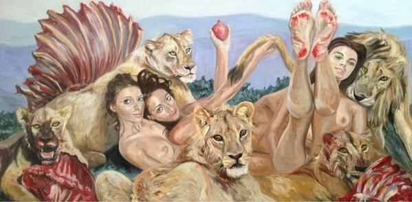 paintisskin's tweet photo. Just finished two new paintings for the Love Show at Artspot. See you April 27th.  Number 1... http://t.co/pLmhXJUJeF