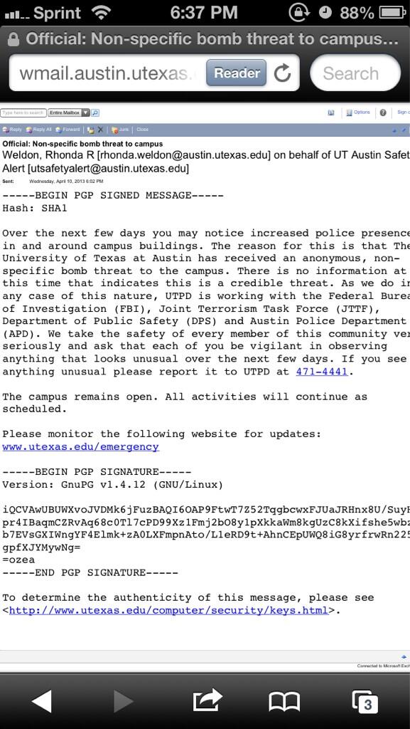 chill_2548's tweet image. &quot;Possible bomb on campus. Don&apos;t worry about it. Stay on campus.&quot; - UTPD #UTexasProblems