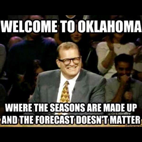 OnlyInOklahoma's tweet photo. Couldn't sum it up any better. #OnlyInOklahoma #bipolarweather http://t.co/fUrmpPNhkB