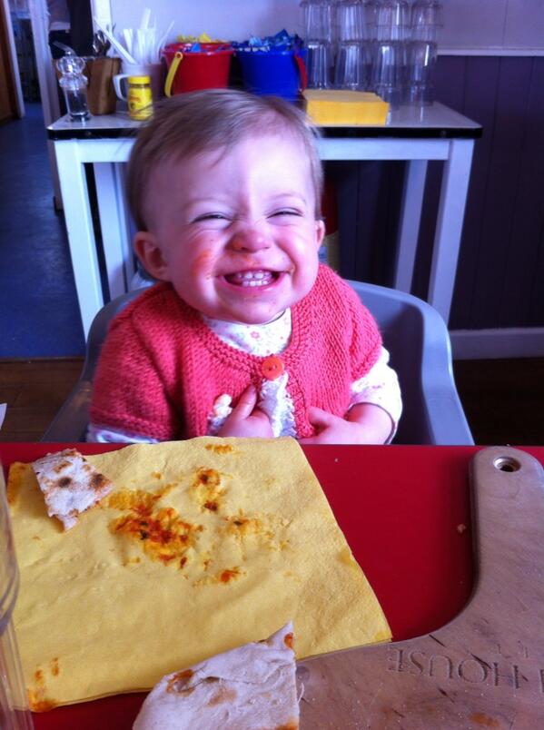 andybask's tweet image. Little P enjoying her first pepperoni at #watchhousecafe