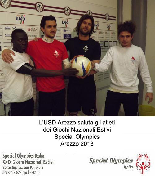 SpOlympicsAr's tweet photo. L'#USDArezzo saluta gli atleti dei #GiochiNazionaliEstivi #SpecialOlympics #Arezzo 2013 http://t.co/RlawkGKA2e