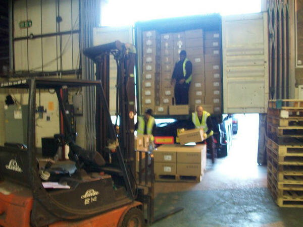 They've been working hard in the warehouse today unloading containers #container #palletwrapping #warehouse #storage