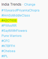 GaggsTaneja's tweet image. Whoaaa!!! #ASOT608 is now trending in India !!! Power of #TranceFamilyIndia :D @asotlive #ASOT #TranceFamily