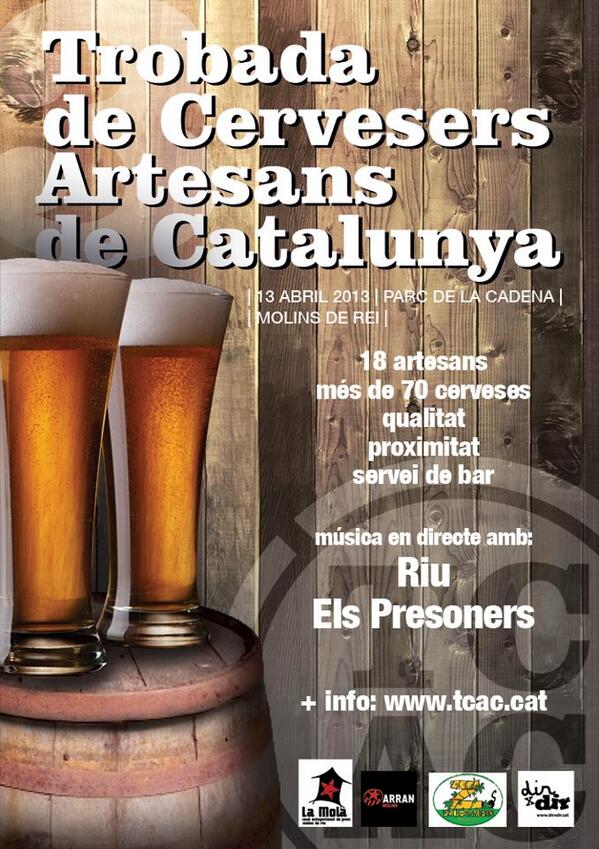 Trobada de #Cervesers Artesans Catalans a #Molins, amb <a href="/CAJLaMola/">CAJ La Mola</a> i <a href="/RIU_Musica_PPCC/">RIU</a> + info: bit.ly/17t3Rtc