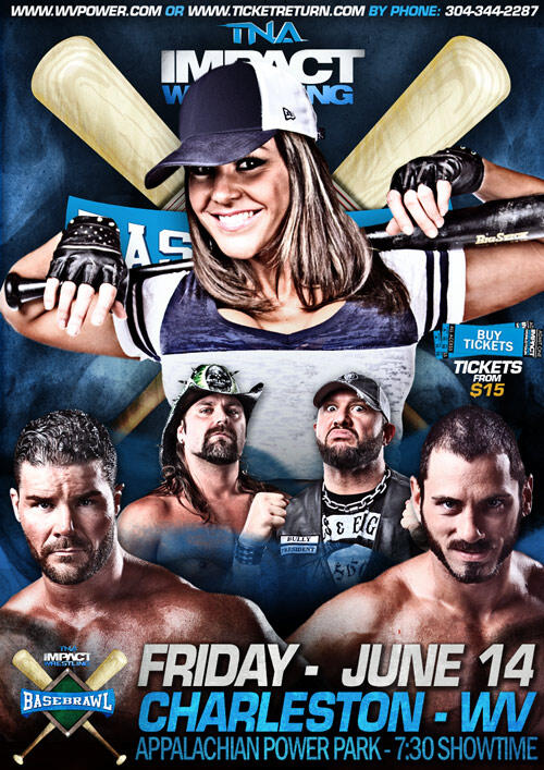 yourfightpage's tweet image. #Basebrawl @IMPACTOnTour event art for 6/14 Charleston, WV w/ @VelVelHoller @AustinAries @REALBobbyRoode  #impactlive