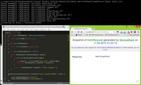 khellang's tweet image. Self-hosted #ServiceStack service in 29 lines of code! Using #scriptcs and the upcoming script pack :)