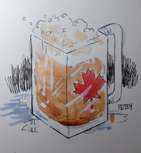 PeteySokol's tweet photo. @rainnwilson @amblit And that's how Canadians drink their beer, too, right? With super rectangular glassware? http://t.co/NTPdpbd3T8