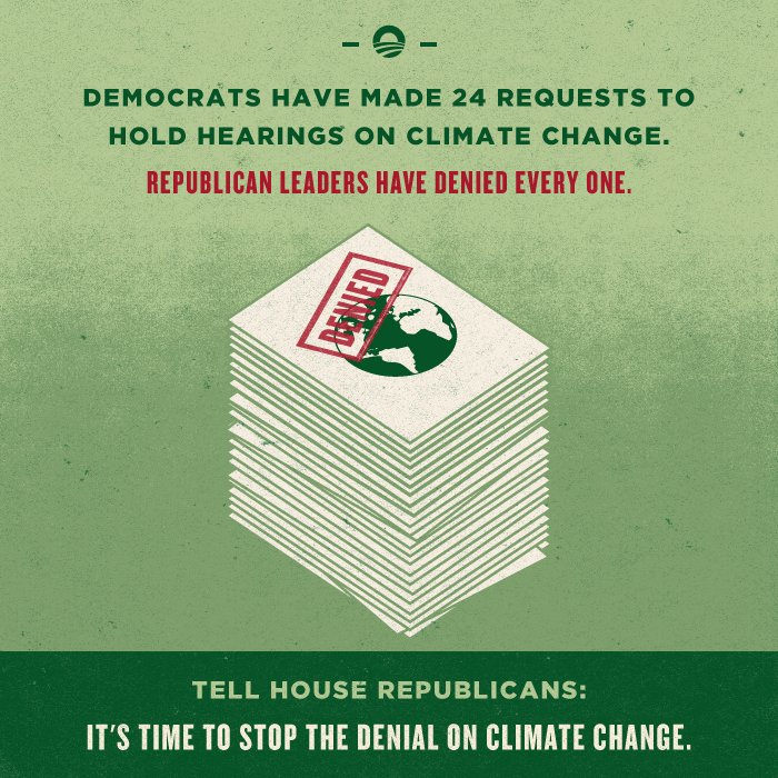 BarackObama's tweet photo. RT if you agree: It's time to stop the denial on climate change. http://t.co/Q6JarHmCF0