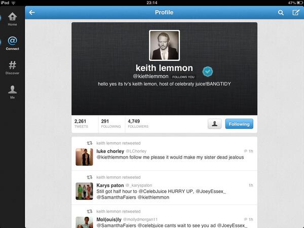 LChorley's tweet photo. Best news in ages #amazing @kiethlemmon @CelebJuice http://t.co/XlpckVpC0b