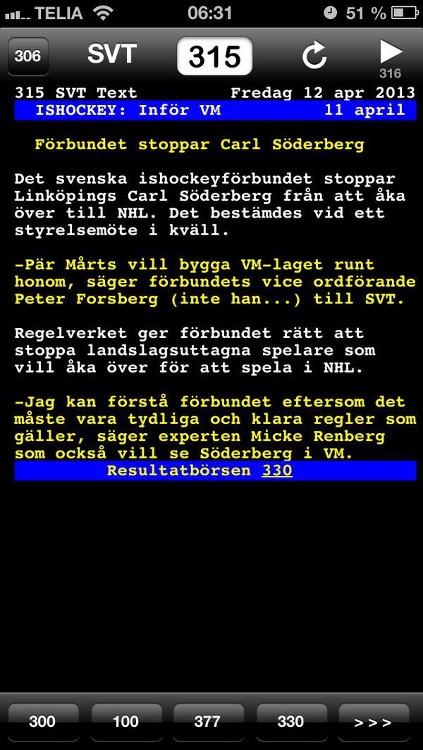 Text-tv försöker gardera sig mot sammanblandning av Peter Forsberg - och Peter Forsberg. De lyckas sådär...