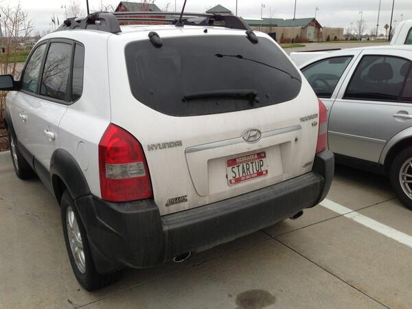 jabele's tweet photo. You know you're at an entrepreneurial conference when the person parked next to you has this plate - #intersect13 http://t.co/652uq2qlhT