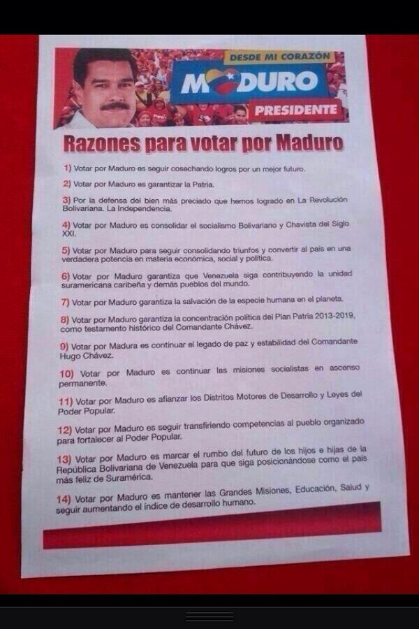 dlacalle's tweet image. No se preocupen. Razones para votar a Maduro. Punto siete.