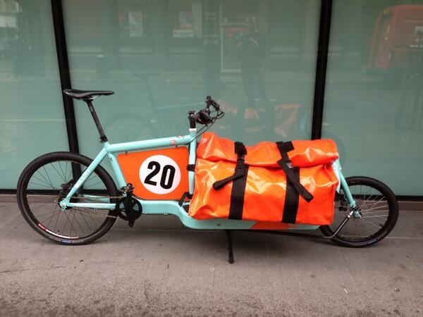 Mounted up with a small load. #cargobikebags