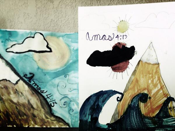 Mine and Dylan's artistic interpretation of Amos 4:13 #bible #hidethewordinyourheart