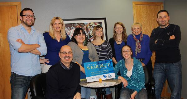 Some of the MABU crew wearing blue. Today is Prevent Child Abuse day. Wear Blue Today