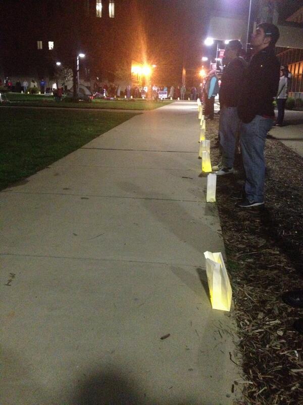 ULRelayForLife's tweet photo. Honoring those who have had cancer. Luminaria Ceremony. #relay #ULRelay13 #UofL http://t.co/162C7EVecP
