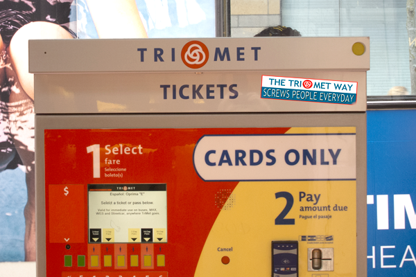 After two weeks this sticker is still on a #TriMet ticket machine. A shame ticket machines don't work as well.