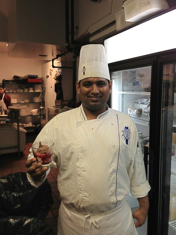 Tonight's special dessert: chocolate and raspberry parfait!