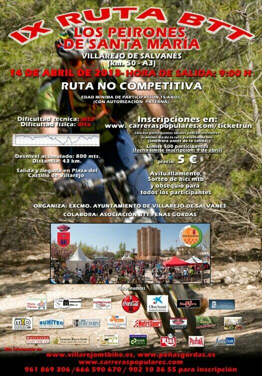 Mañana estaremos en la IX Ruta BTT Los Peirones de Santa María que se celebra en nuestro municipio.