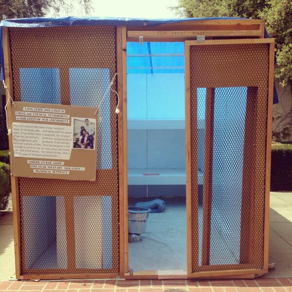 stoptortureCA's tweet photo. Model SHU is set up at Scripps College! #StopTortureCA http://t.co/zVi6BruVOe