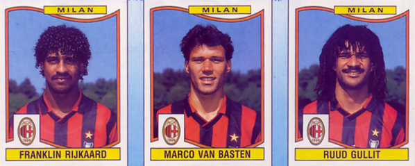 OldSchoolPanini's tweet image. Rijkaard - Van Basten - Gullit (Milan AC 1990-91)