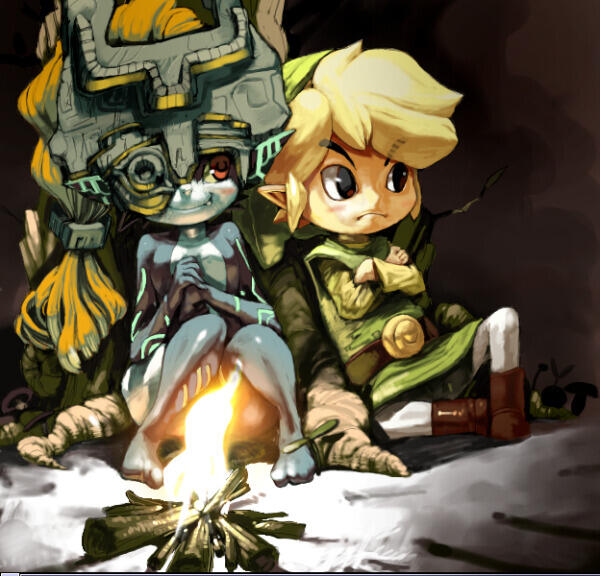 ZeldaUniverse's tweet photo. Midna with Toon Link, by koki. http://t.co/LctU0BrM9K