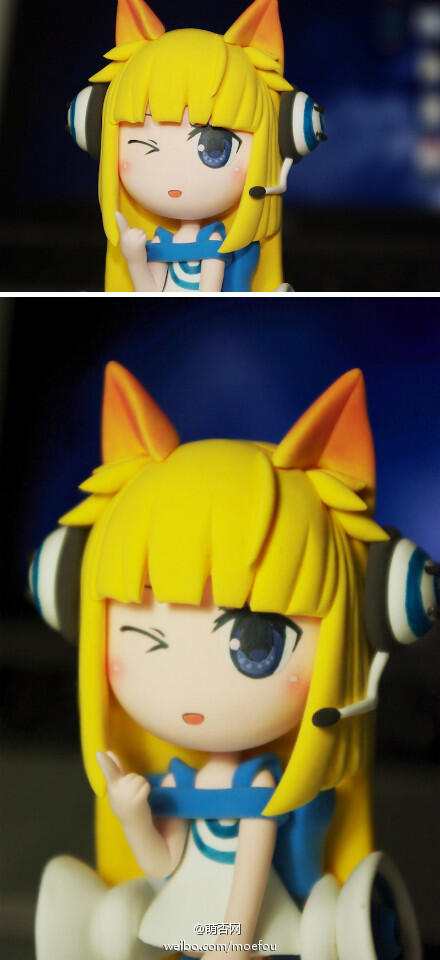 Moefou's tweet photo. 萌否娘黏土初回限定版出炉！虽然还不完美，不过萌否娘总算有实体了～这次是电台套装，下次做哪一套衣服呢？凸(>◡◕ิ) http://t.co/9TTQEHT41m