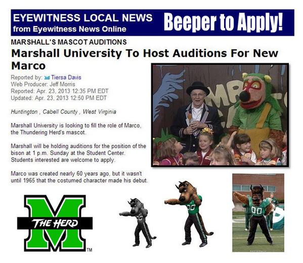 herdHater's tweet image. Mr. Cartoon's #BEEPER to apply for his Cousins Job as the new #Marshall MARCO! wchstv.com/newsroom/eyewi… #SameBreed