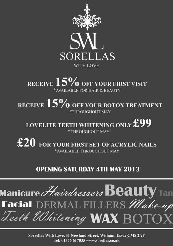 CliqueEventsUK's tweet photo. Guys &amp; Girls take advantage of these amzing discounts throughout the month of May only at @SorellasWithlov #15percent http://t.co/wfyFbUwfjm