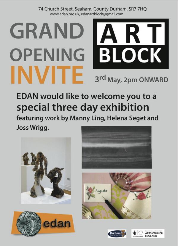 ArtBlockSeaham's tweet photo. welcome to the first tweet by Art Block, we open on 3rd May, come if you can. http://t.co/1RaFzqoGeH