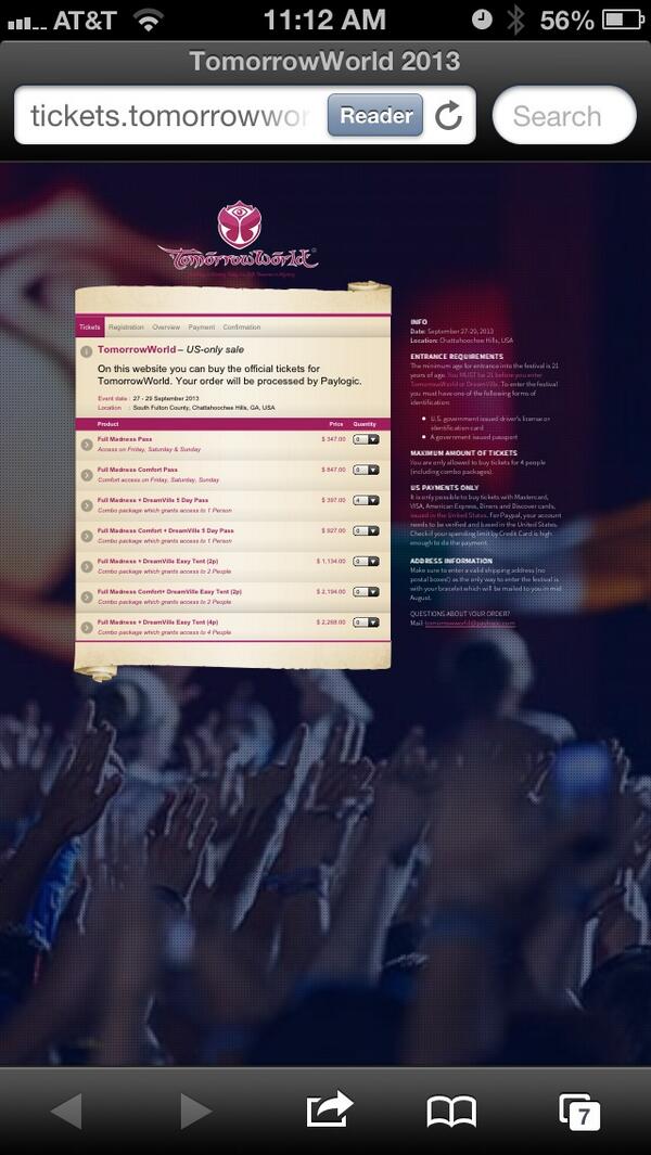 ElectricDose's tweet photo. @tomorrowland, what's with #TomorrowWorld ticket sales not working on iOS? Stuck on the screen with nowhere to click http://t.co/LVD0AOuXXr