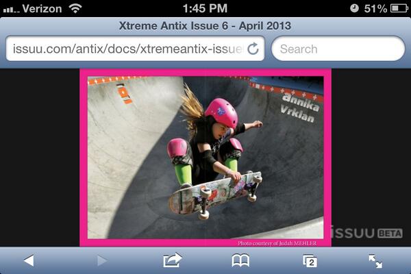 TheFlyingBunny's tweet photo. Xtreme Antix mag April 2013 @hooplaskate @RockStarGirls1 @KrashHelmets @littleruler @allgirlskatejam @drinkgrombomb http://t.co/nDrF7BigGU