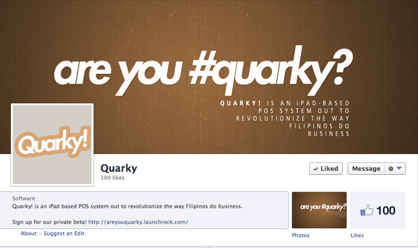 QuarkyPH's tweet photo. On our 100th like! Keep it coming guys! #TeamQuarky #swmanila http://t.co/Vwd5ySlFk5