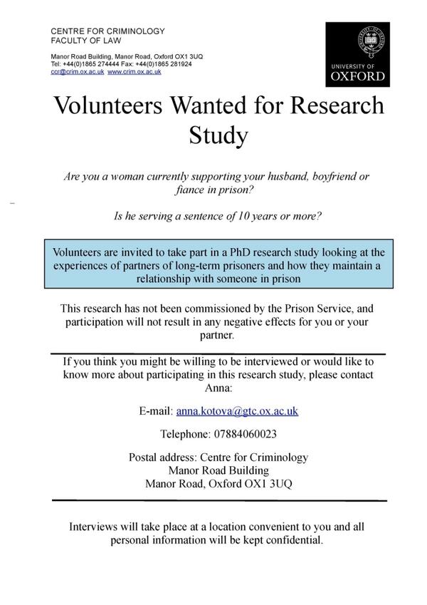 Just 15 more participants needed for research on impact of imprisonment on partners of long-term prisoners! Pls RT!