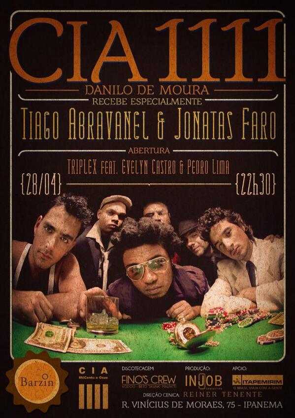 Compania1111's tweet image. Veja o cartaz do show de hoje no Barzin, em Ipanema. Ficou maneiro, hein?