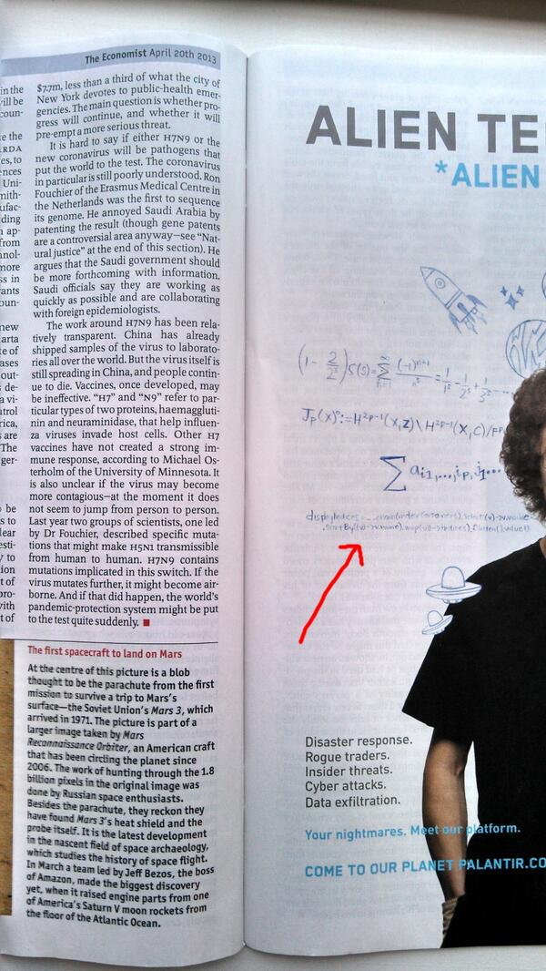 johnspurlock's tweet image. @CoffeeScript + underscore.js sneaks onto the pages of @TheEconomist courtesy of @PalantirTech