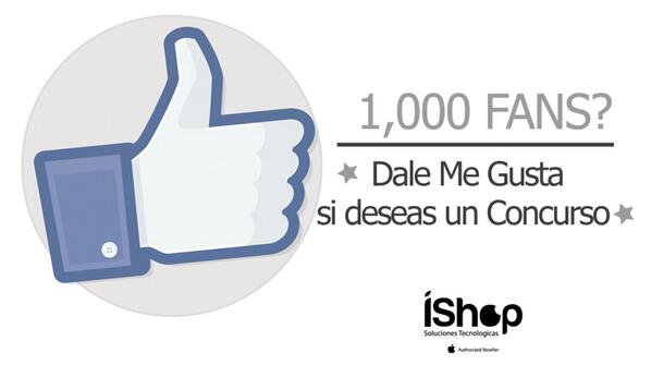iShopPeru's tweet photo. ¡¡Llegamos a los 1,000 fans en Facebook!! ¿Alguien dijo Concurso? http://t.co/XdEWKpDciY